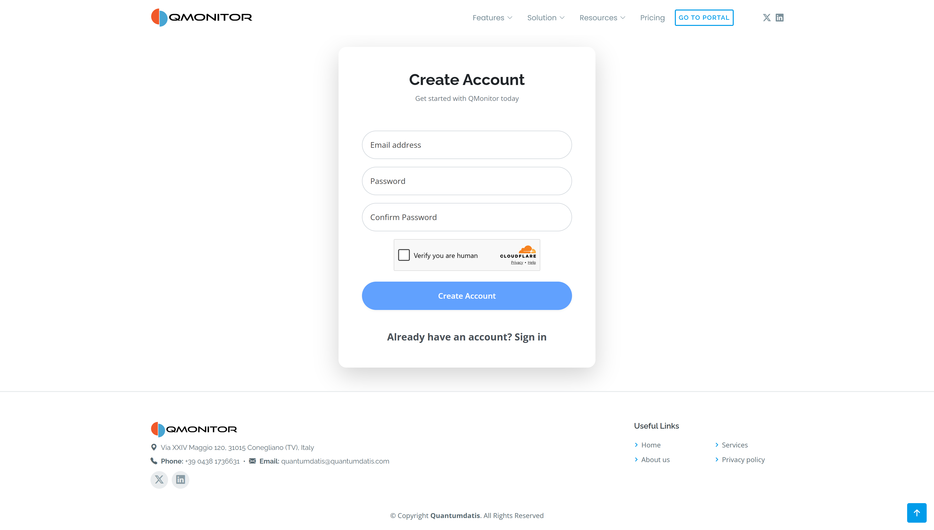 Create Account form